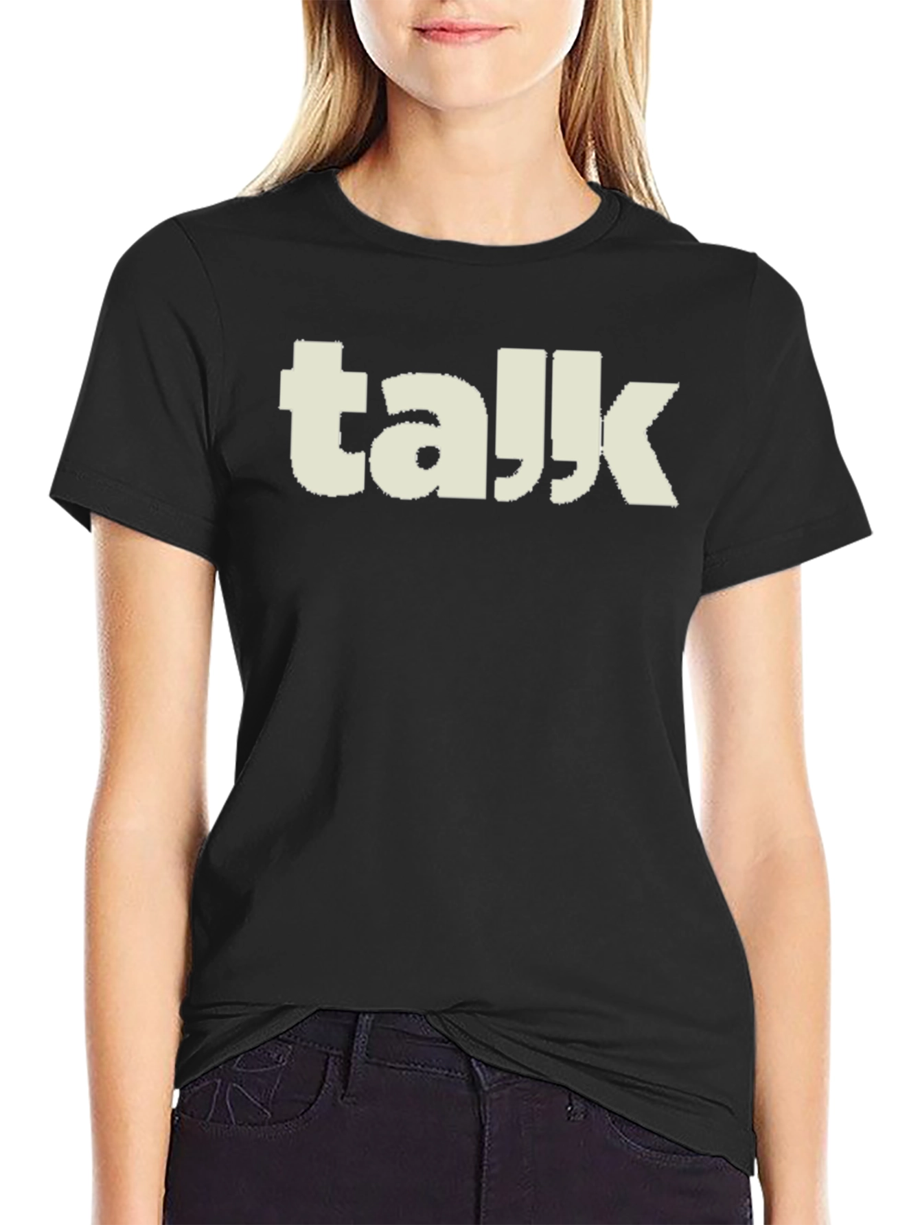 Talk T-Shirt - Black Crew Neck Graphic Tee