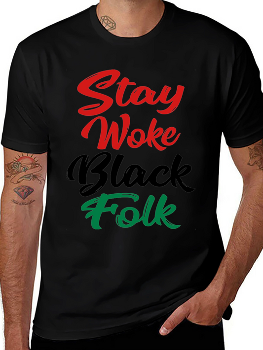 Stay Woke Black Folk Graphic Tee - Black Pride T-Shirt
