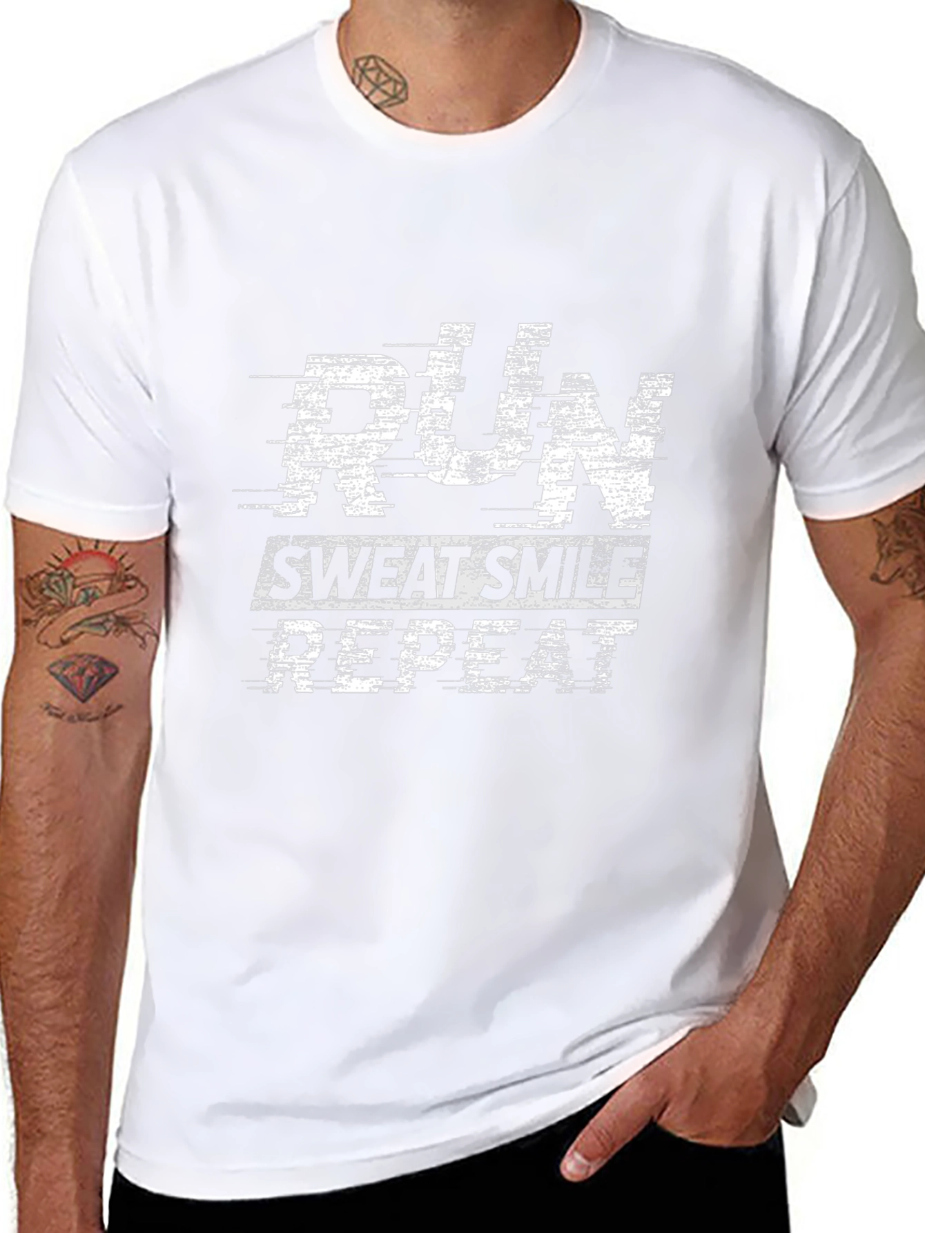 Run Sweat Smile Repeat Black Graphic Tee