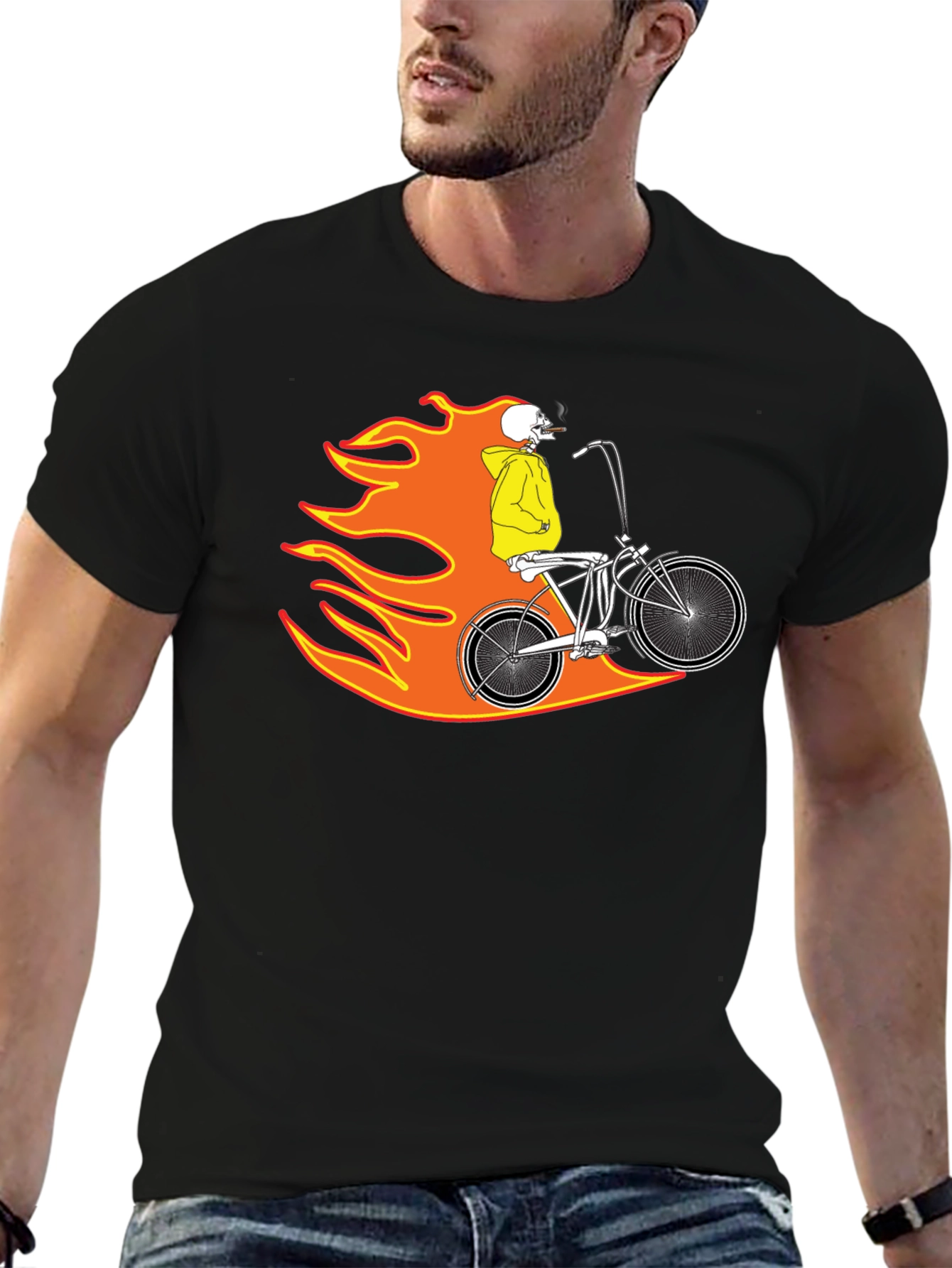Skull Rider on Fire Graphic Tee