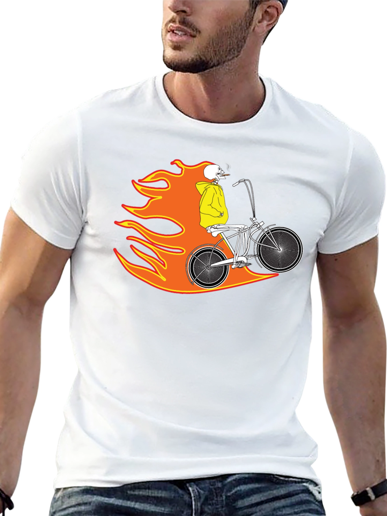 Skull Rider on Fire Graphic Tee