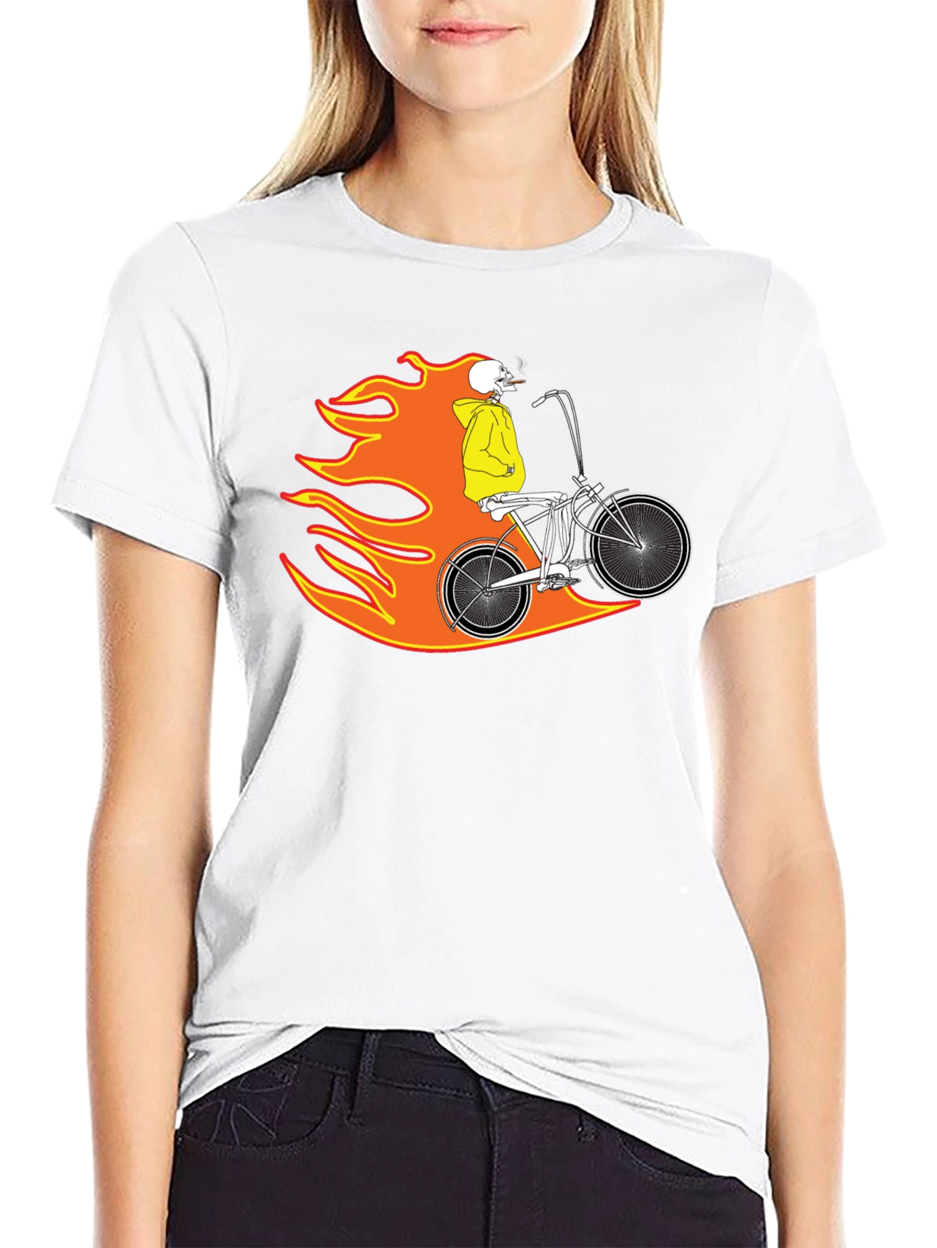 Skull Rider on Fire Graphic Tee
