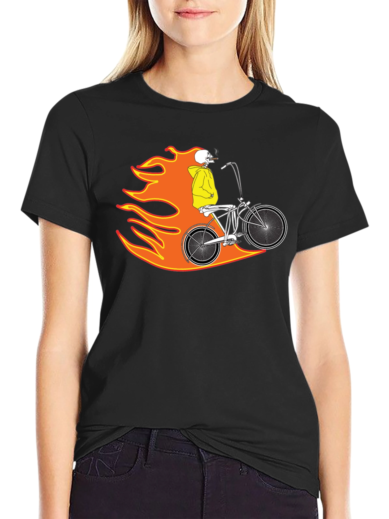 Skull Rider on Fire Graphic Tee