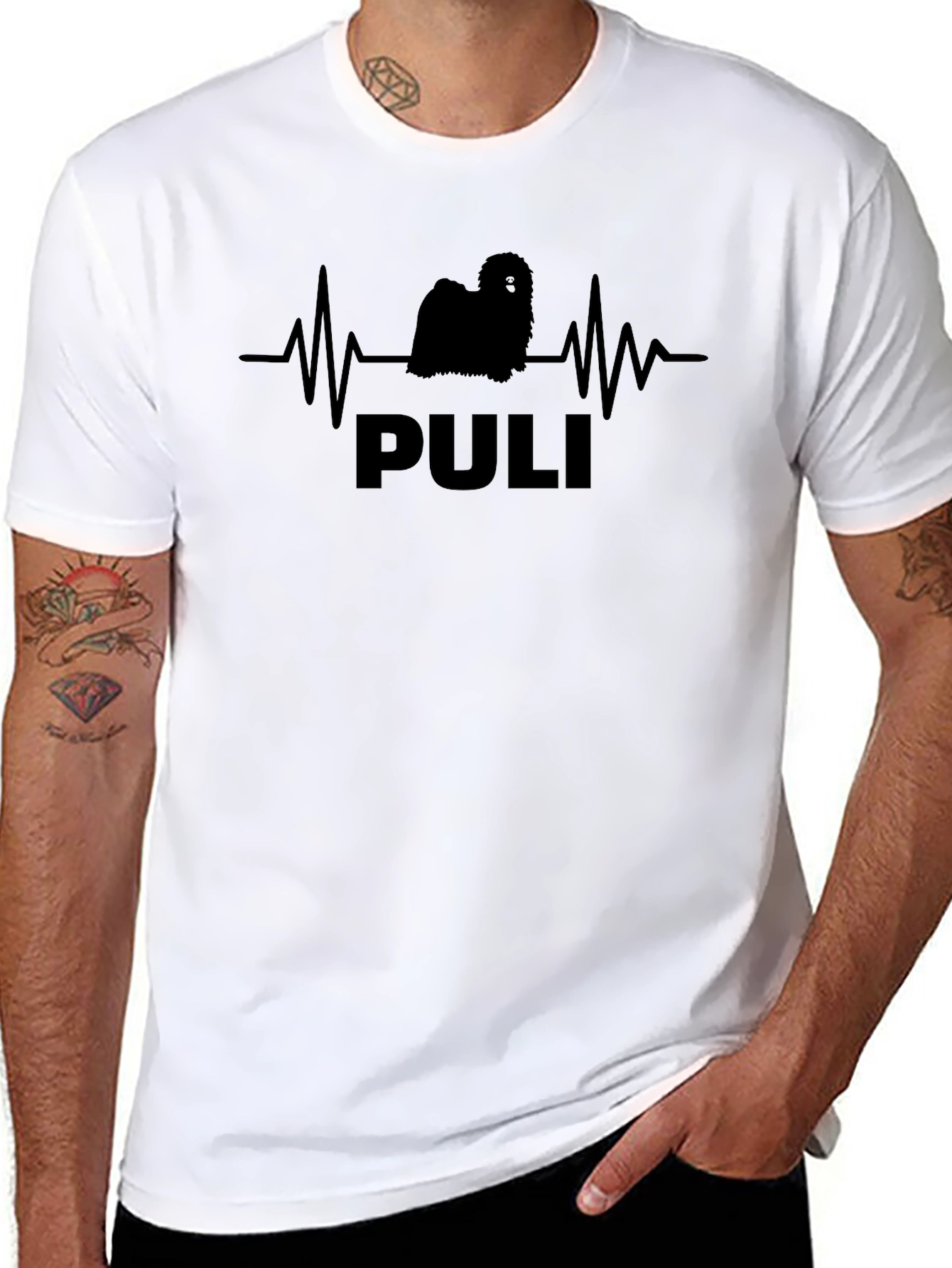 Puli Dog Breed Heartbeat T-Shirt