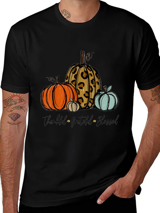 Thankful Grateful Blessed Pumpkin Graphic Tee