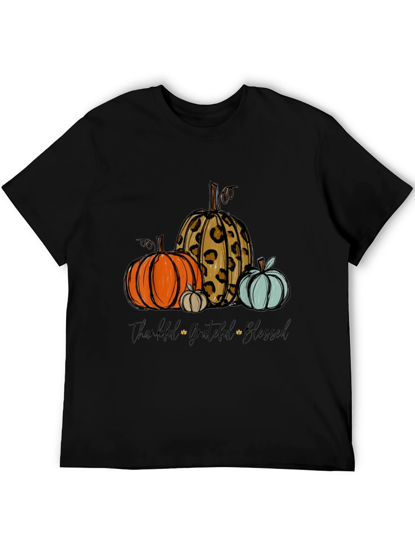 Thankful Grateful Blessed Pumpkin Graphic Tee
