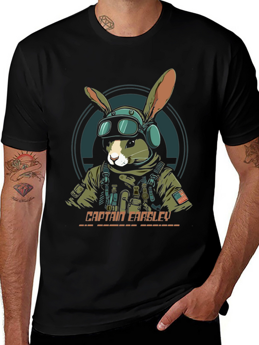 Captain Earsley T-Shirt - Tactical Rabbit Design