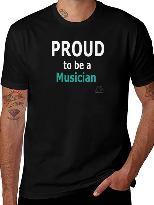 Proud Musician Graphic Tee - Black Cotton Blend
