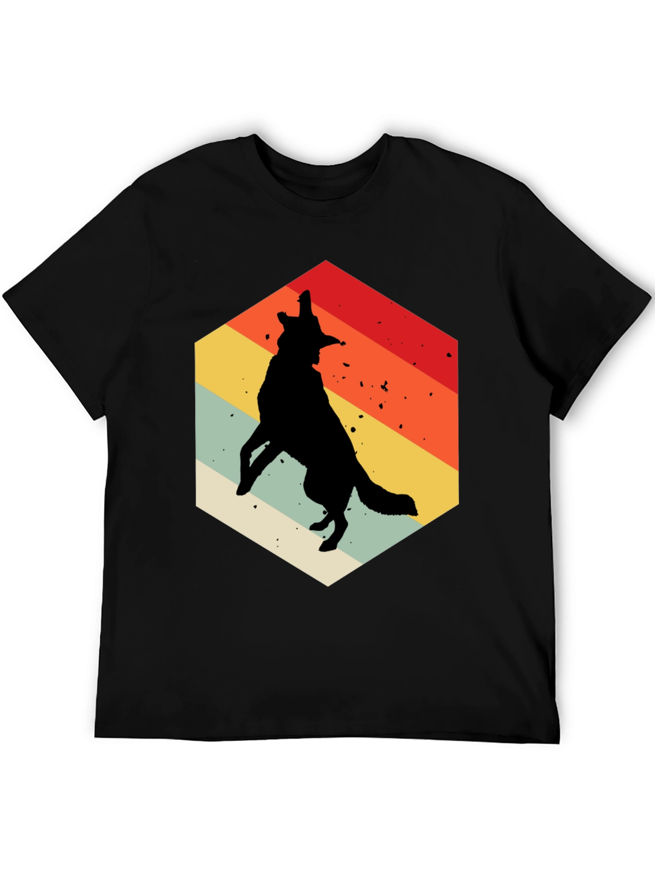 Retro Wolf Graphic Tee - Mens Black T-Shirt