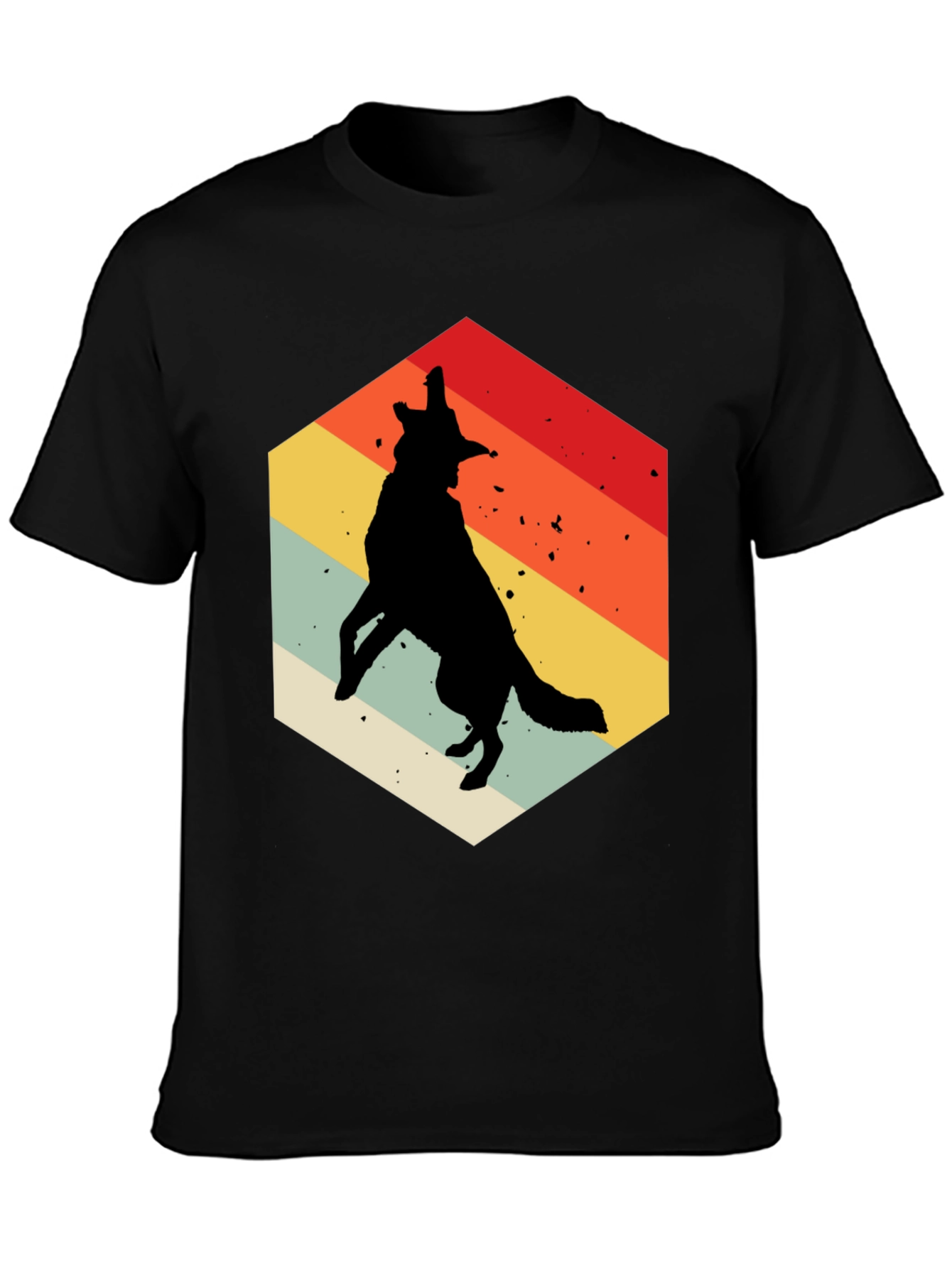 Retro Wolf Graphic Tee - Mens Black T-Shirt