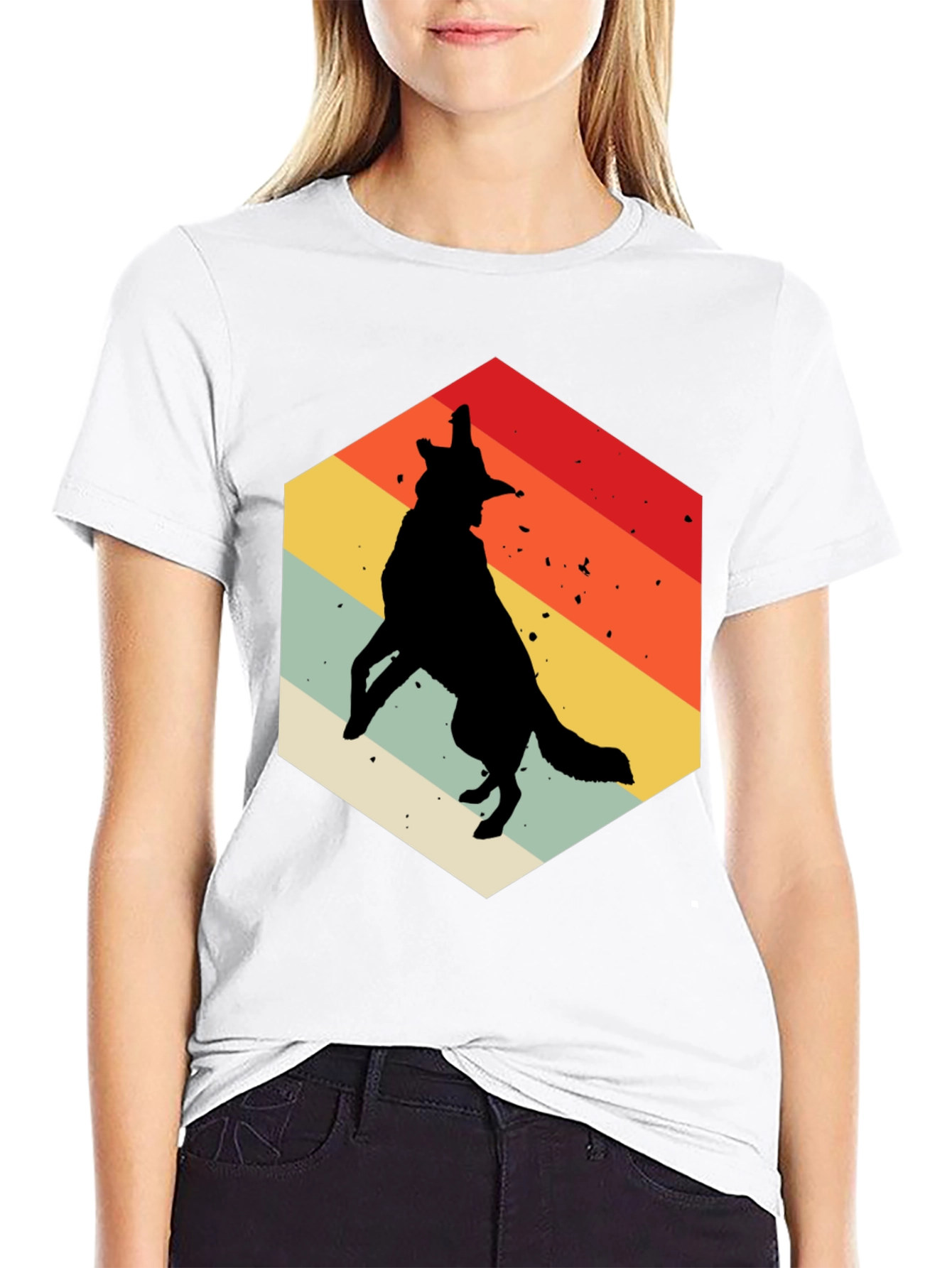 Retro Wolf Graphic Tee - Mens Black T-Shirt