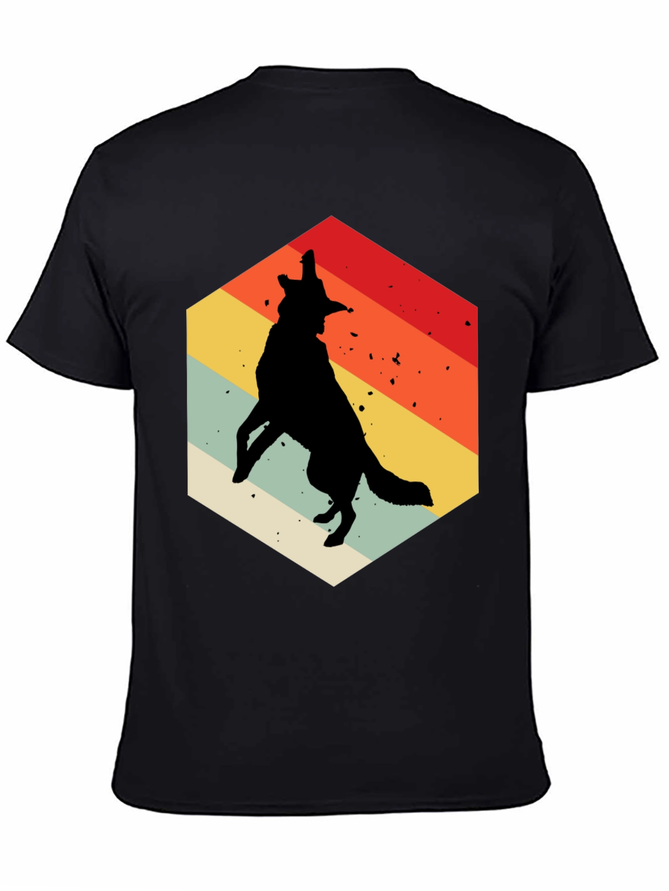 Retro Wolf Graphic Tee - Mens Black T-Shirt