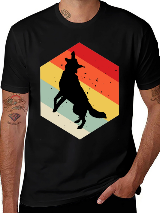 Retro Wolf Graphic Tee - Mens Black T-Shirt