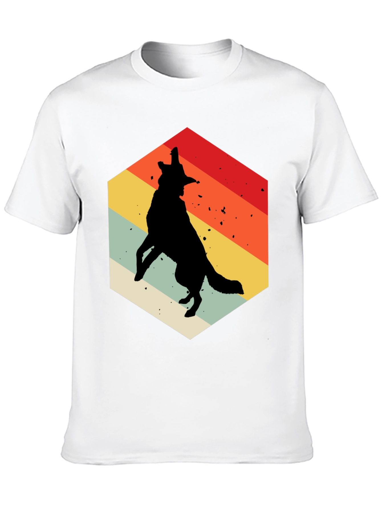 Retro Wolf Graphic Tee - Mens Black T-Shirt