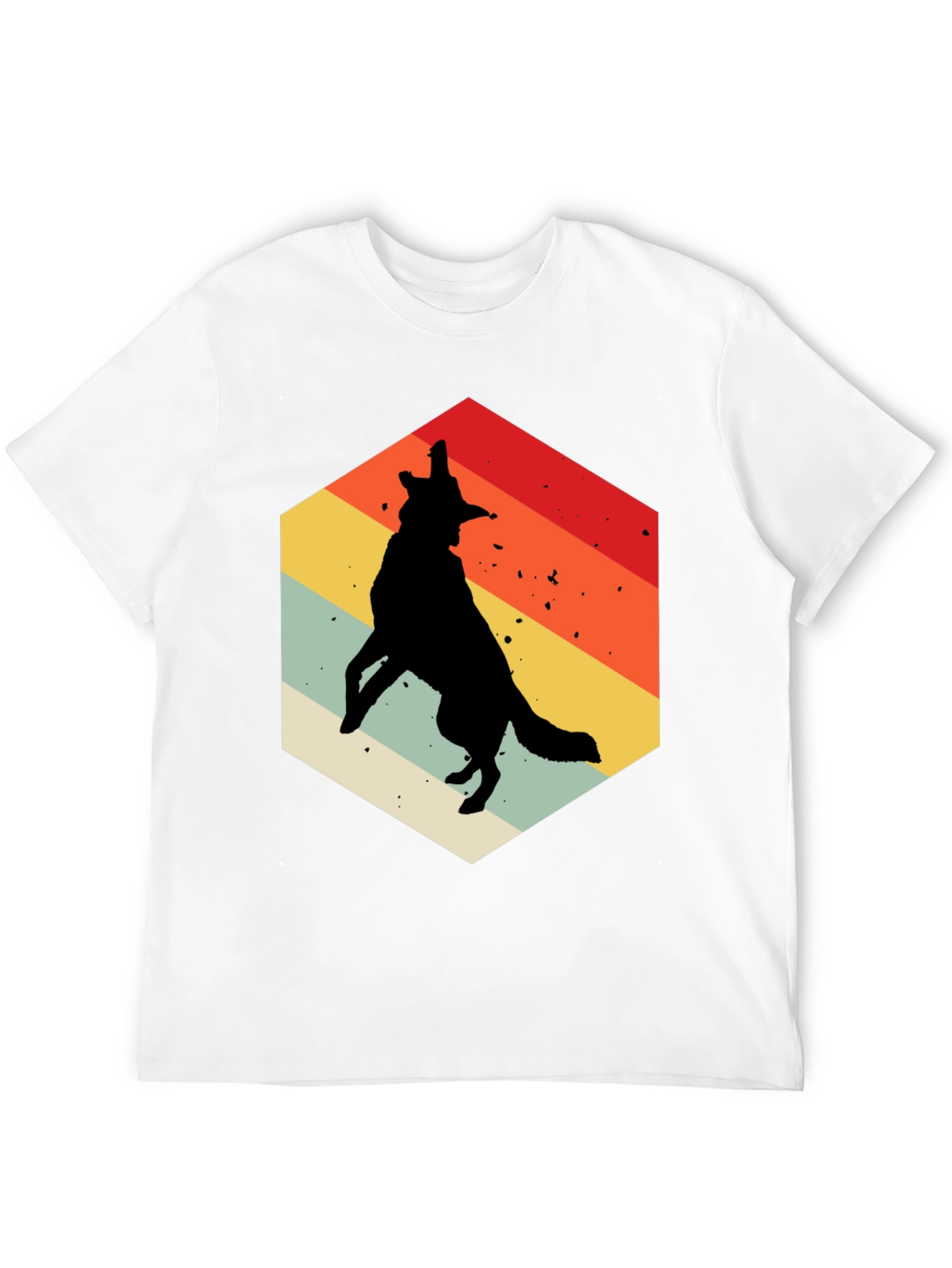 Retro Wolf Graphic Tee - Mens Black T-Shirt