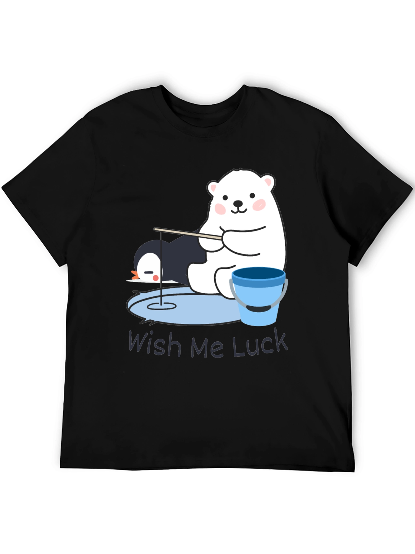 Wish Me Luck Polar Bear Fishing Graphic Tee