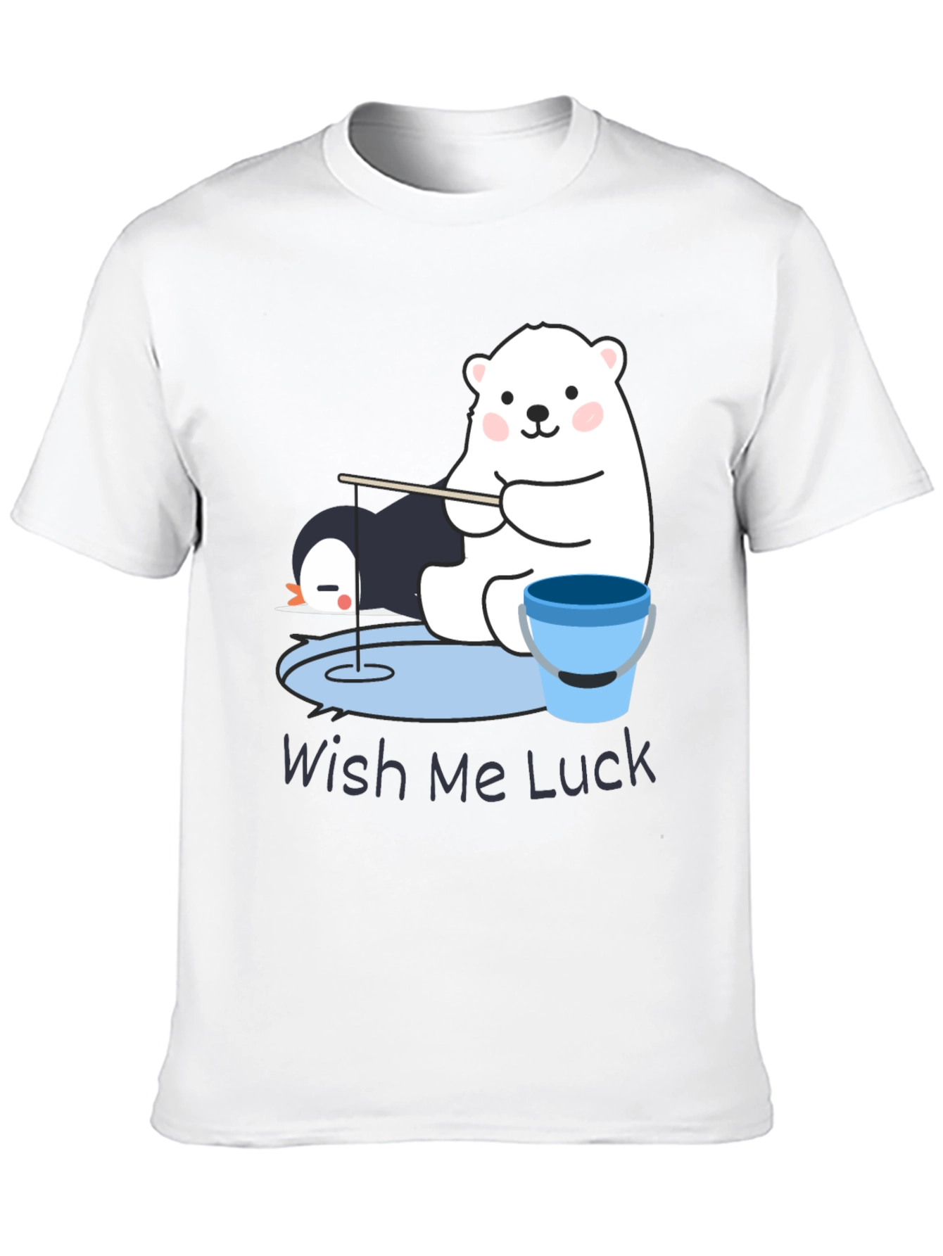 Wish Me Luck Polar Bear Fishing Graphic Tee
