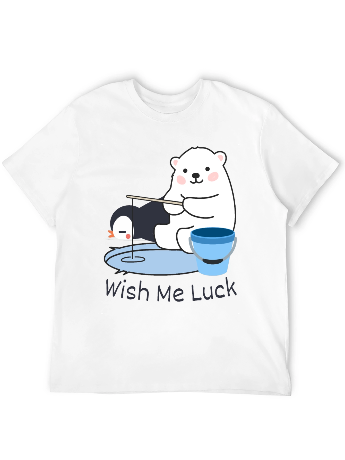 Wish Me Luck Polar Bear Fishing Graphic Tee