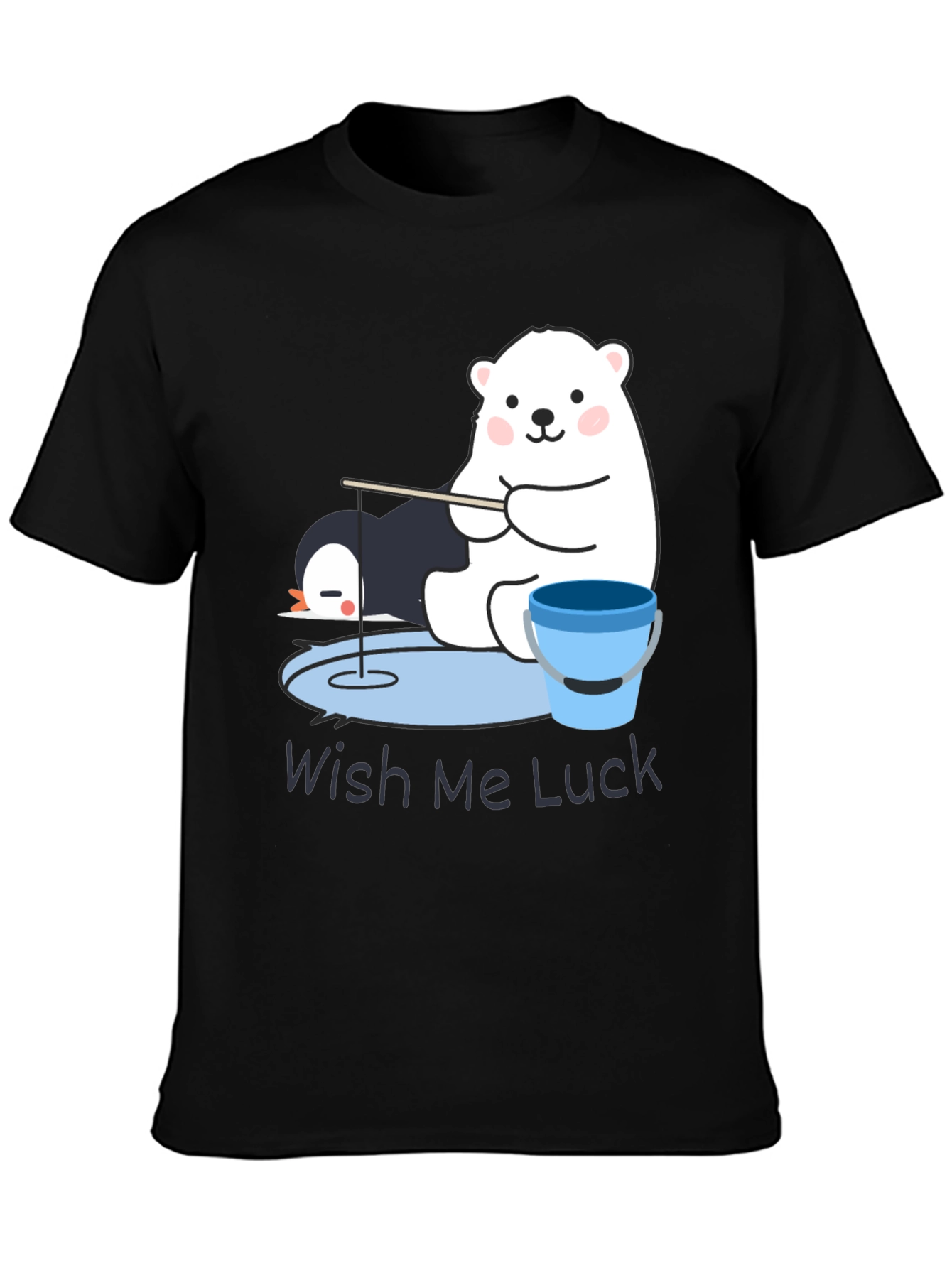 Wish Me Luck Polar Bear Fishing Graphic Tee