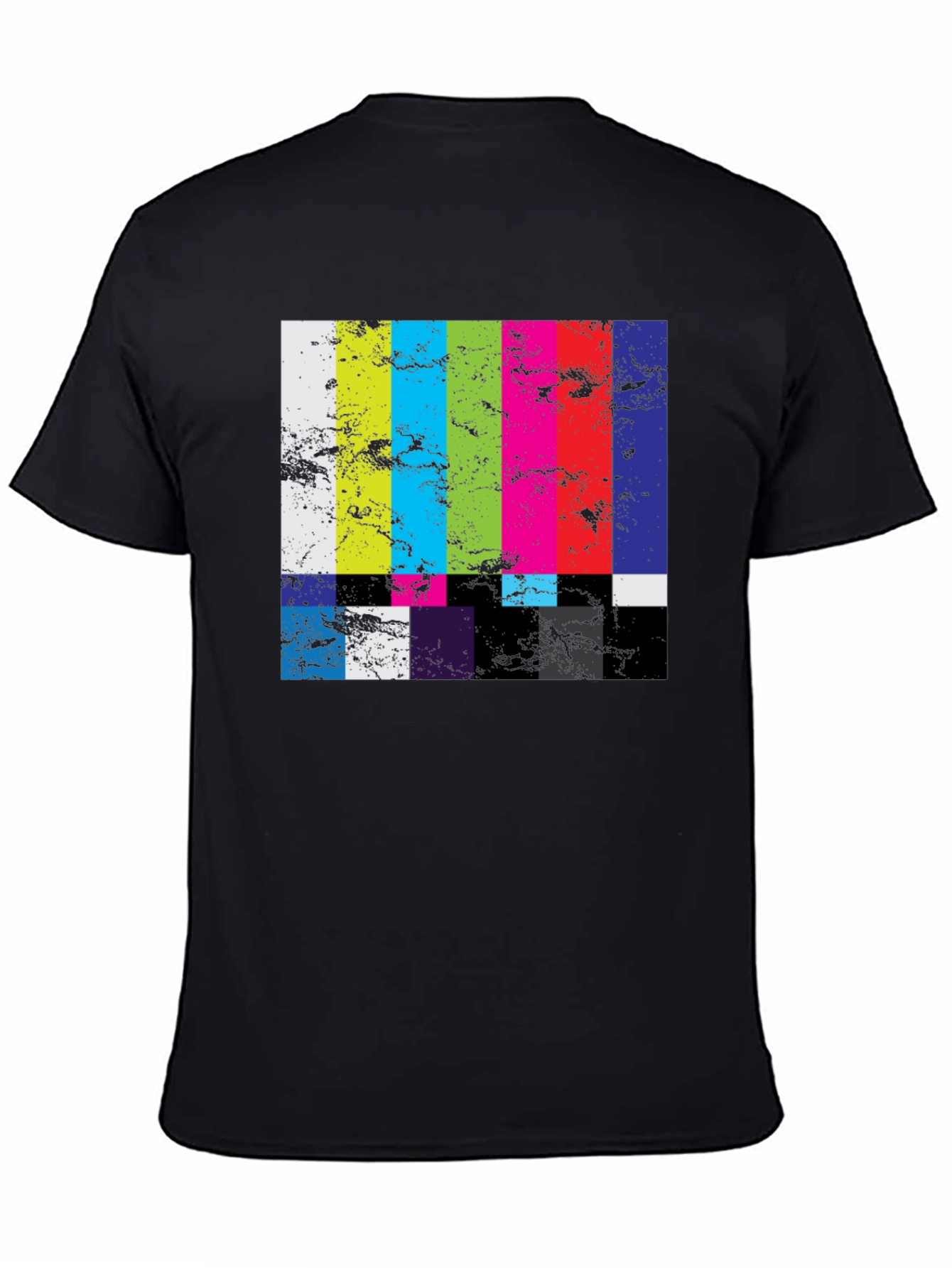 Retro TV Test Pattern Graphic Tee - Black