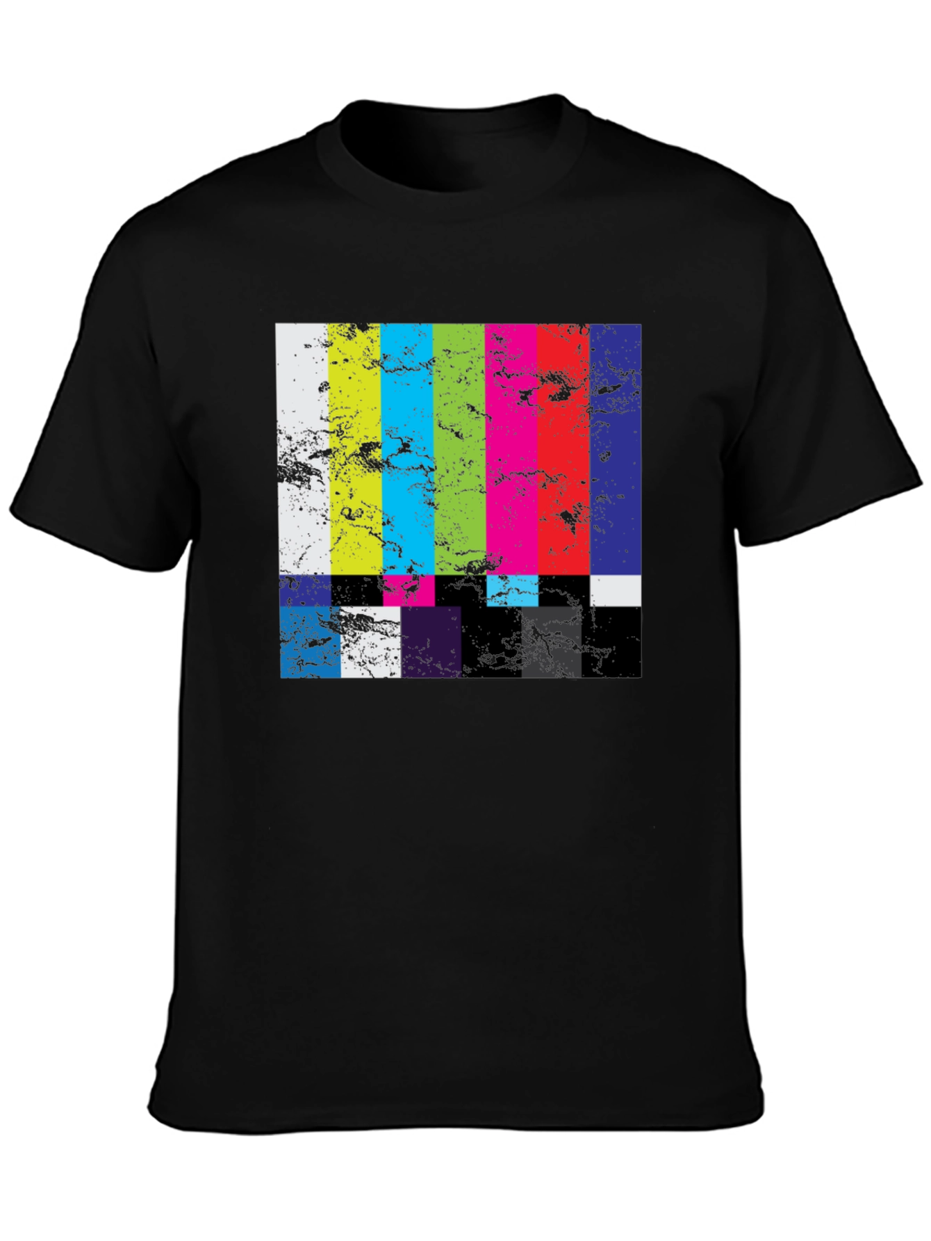 Retro TV Test Pattern Graphic Tee - Black