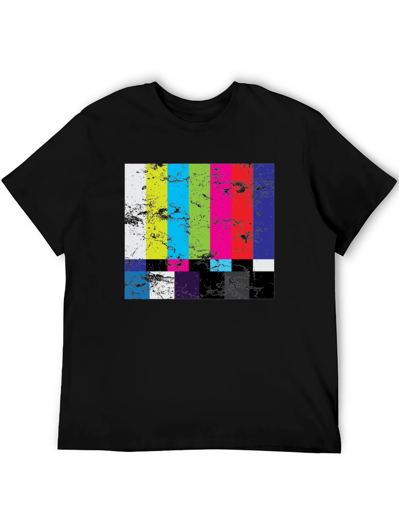 Retro TV Test Pattern Graphic Tee - Black