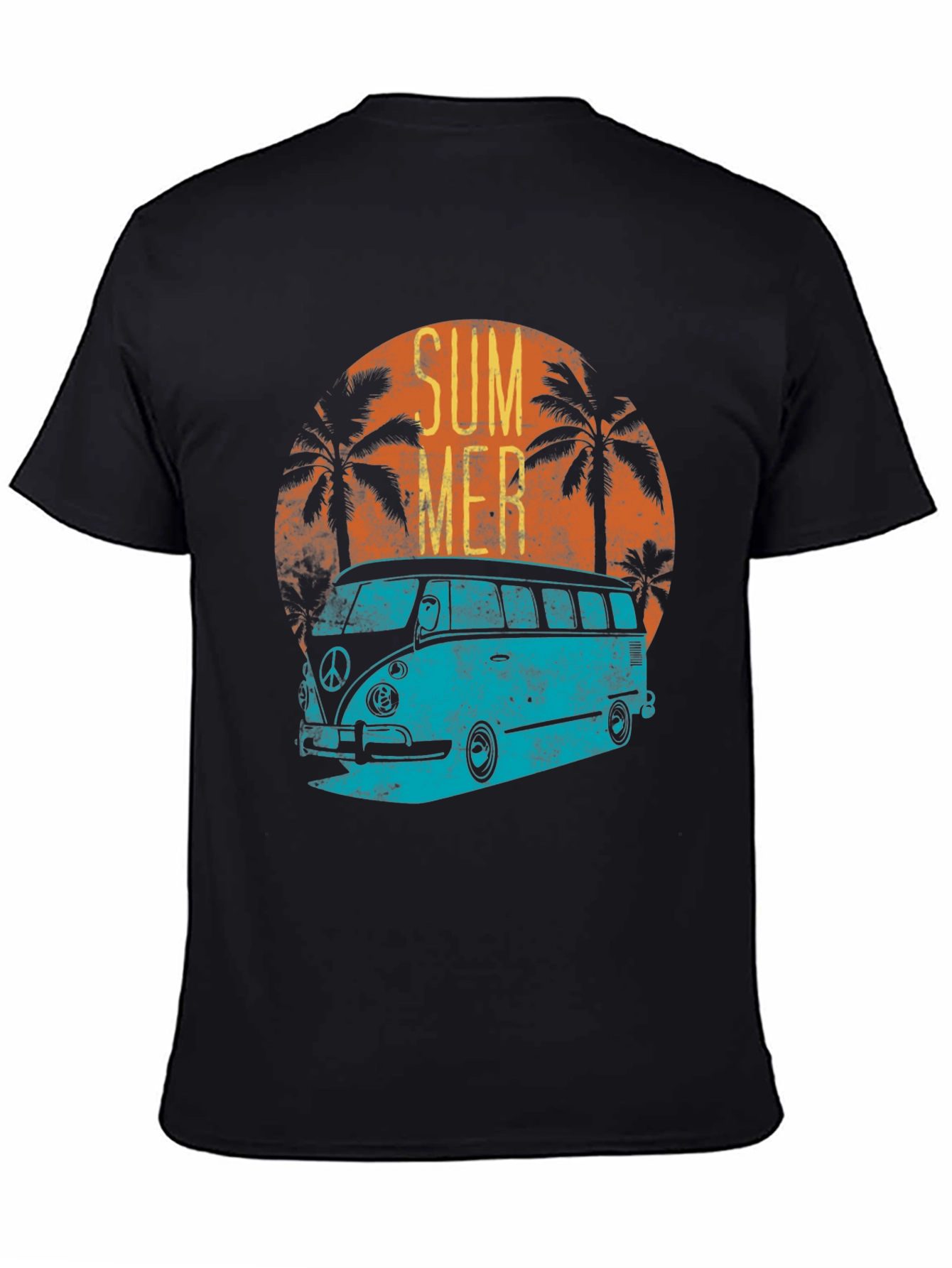 Retro Summer Van T-Shirt - Black