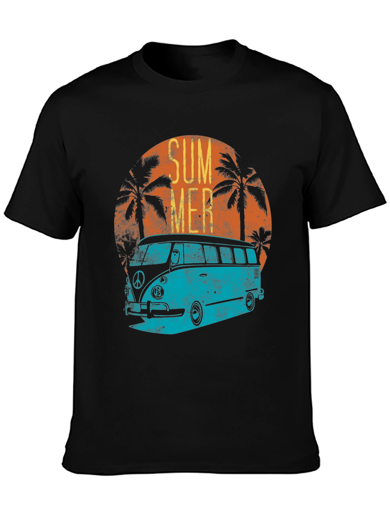 Retro Summer Van T-Shirt - Black