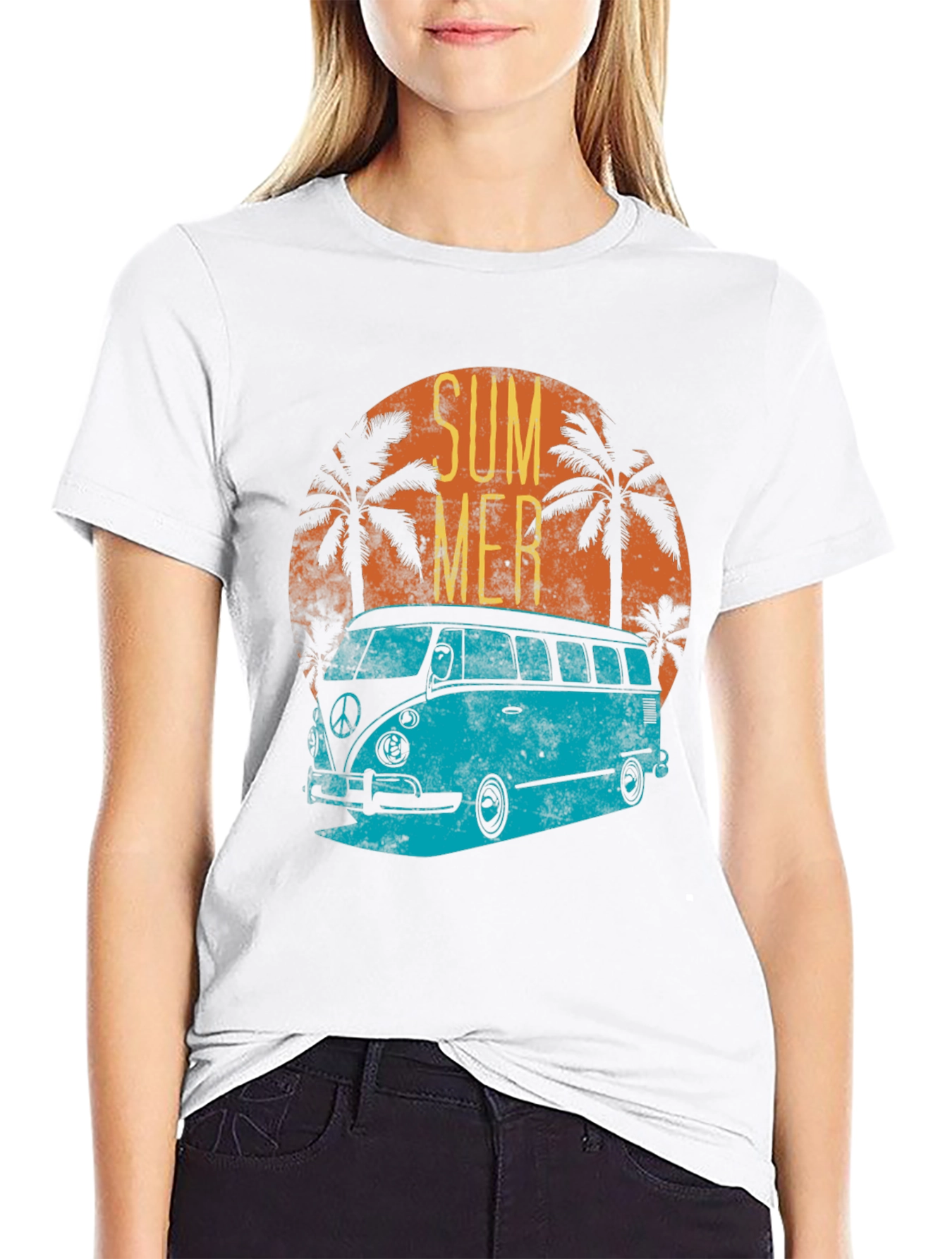 Retro Summer Van T-Shirt - Black