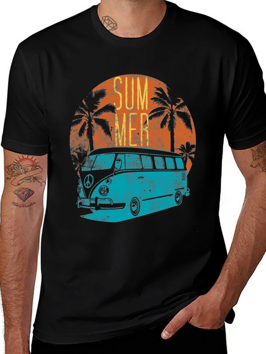 Retro Summer Van T-Shirt - Black