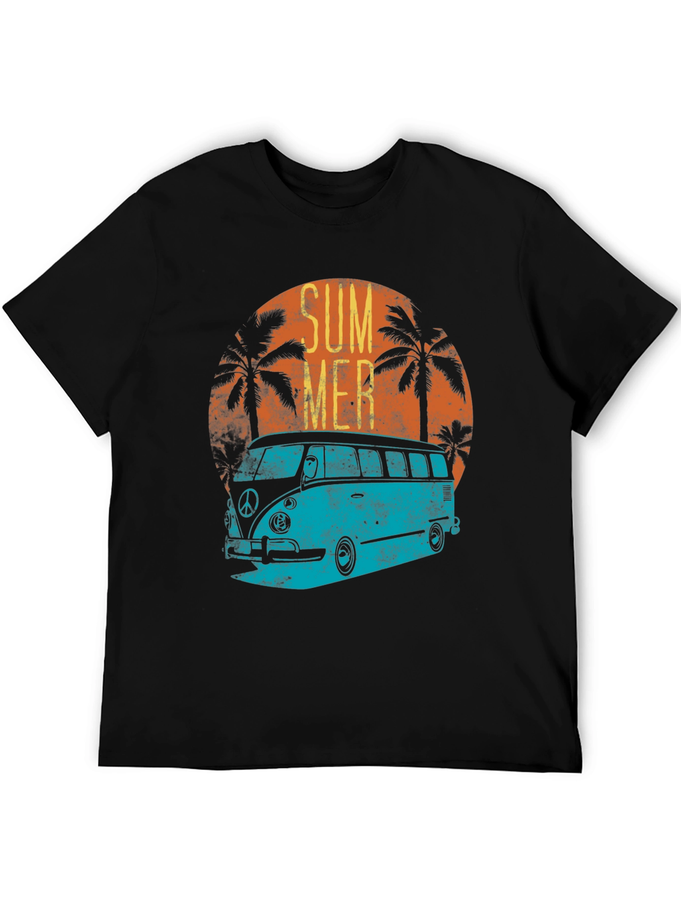 Retro Summer Van T-Shirt - Black