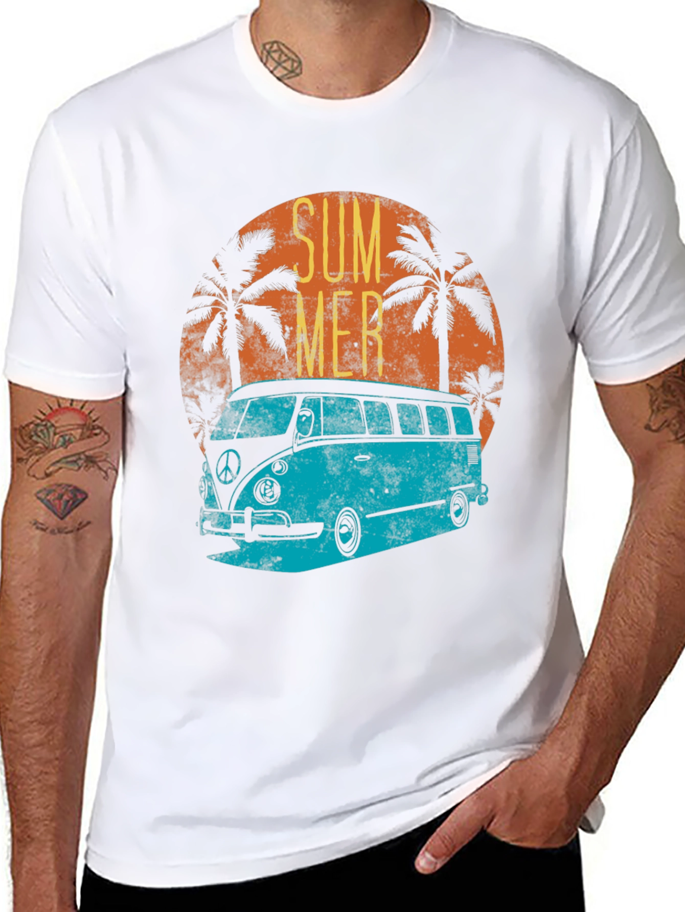 Retro Summer Van T-Shirt - Black
