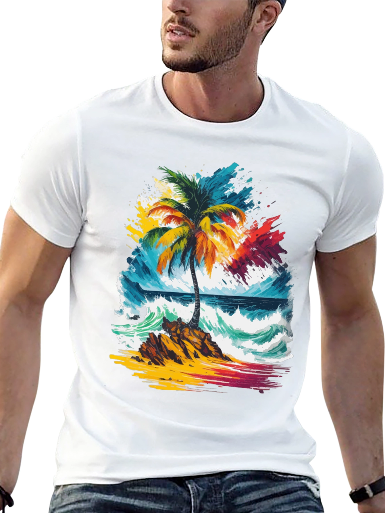 Vibrant Palm Tree Graphic Tee
