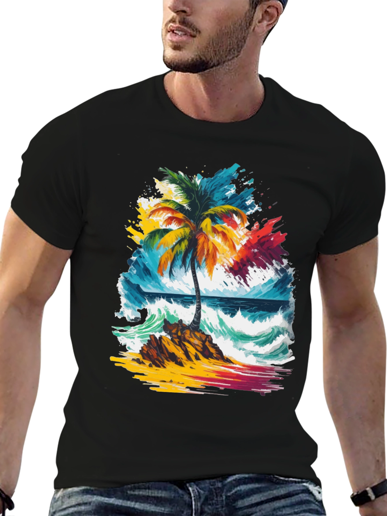 Vibrant Palm Tree Graphic Tee