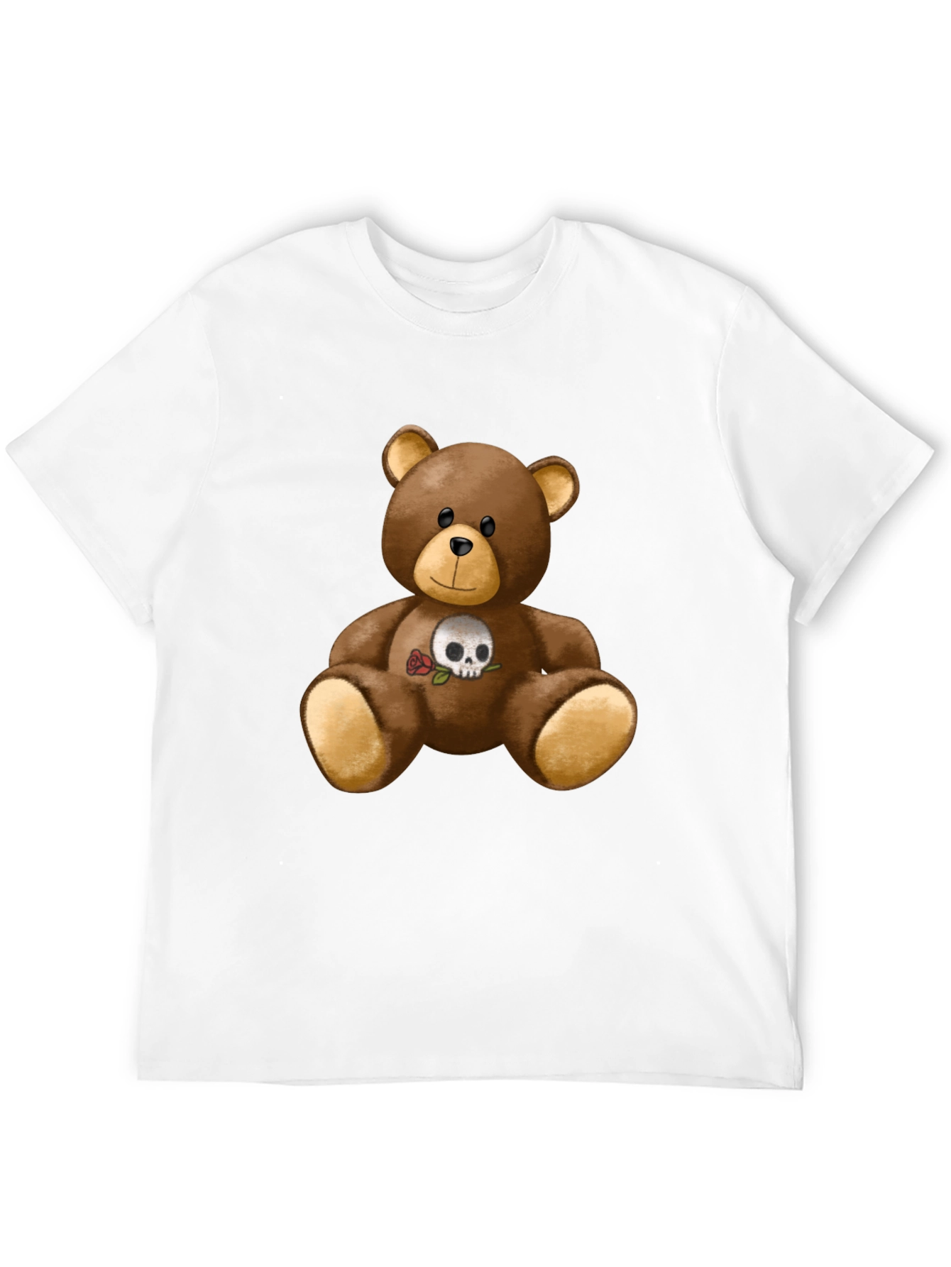 Teddy Bear Skull Rose Graphic Tee