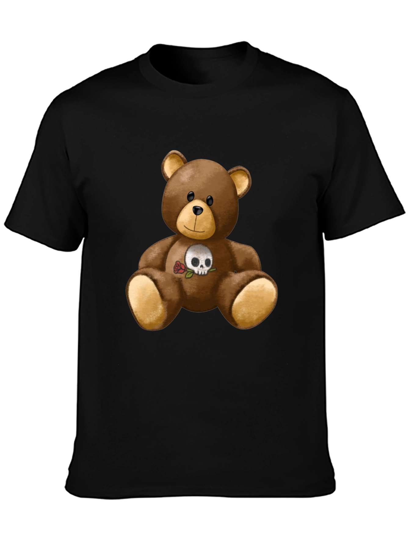 Teddy Bear Skull Rose Graphic Tee