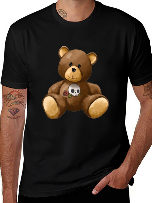 Teddy Bear Skull Rose Graphic Tee