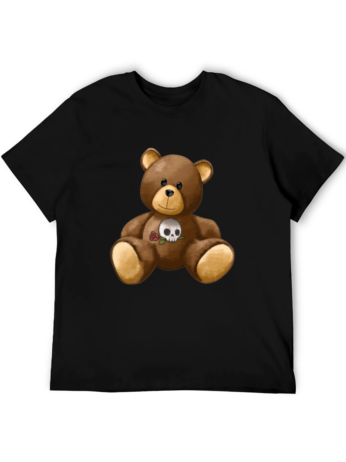 Teddy Bear Skull Rose Graphic Tee