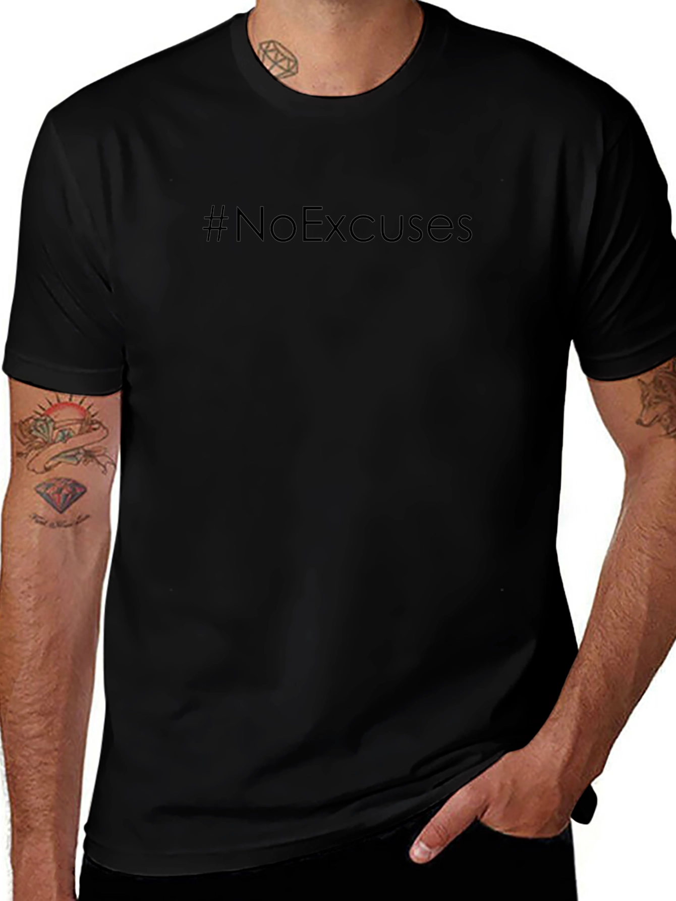#NoExcuses Mens Black Short Sleeve T-Shirt