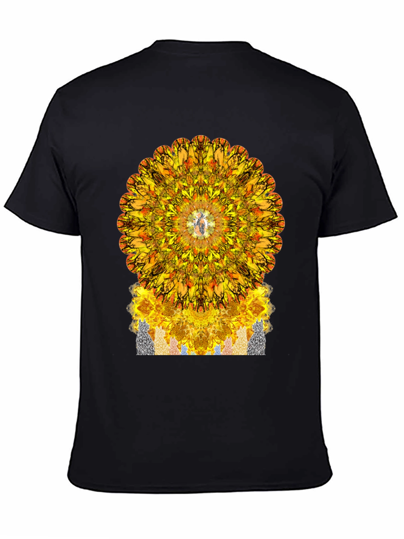 Vibrant Mandala Graphic Tee - Stylish Black T-Shirt