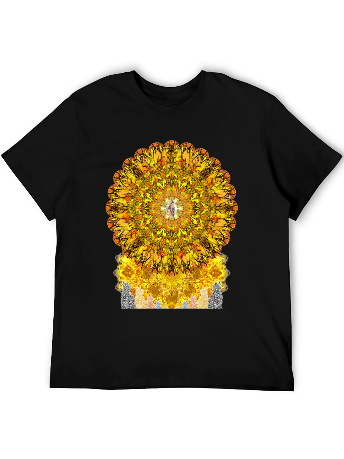 Vibrant Mandala Graphic Tee - Stylish Black T-Shirt