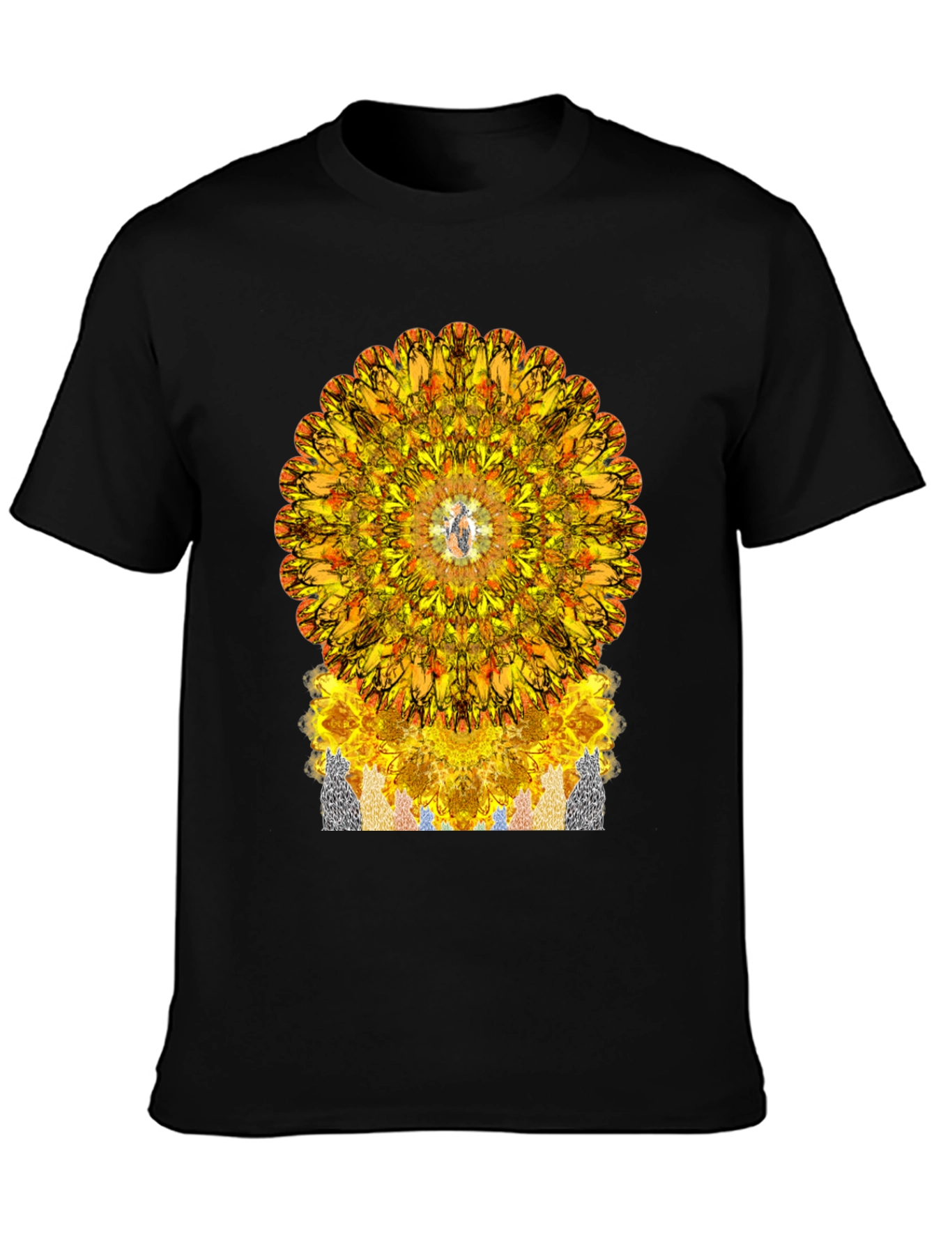 Vibrant Mandala Graphic Tee - Stylish Black T-Shirt