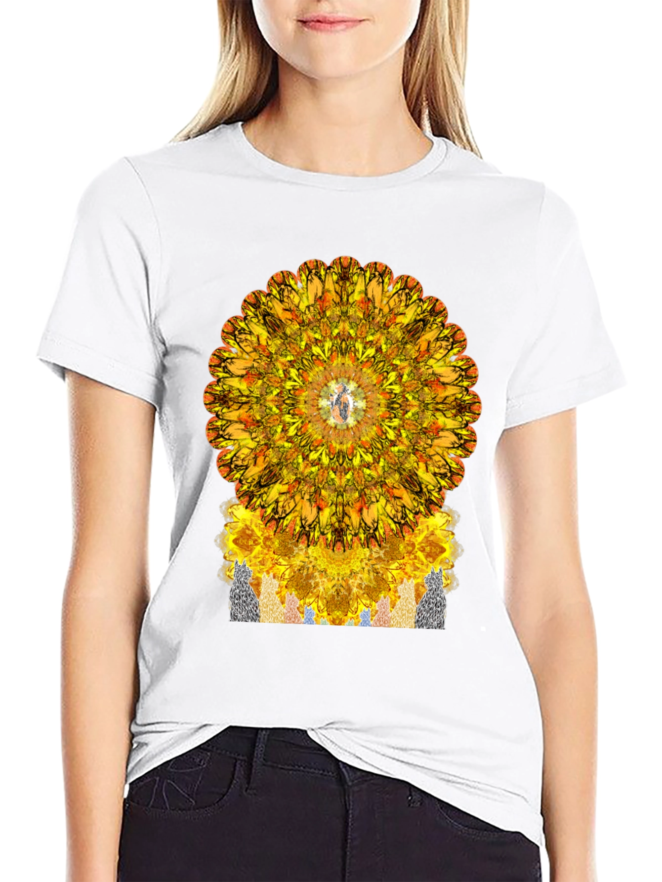 Vibrant Mandala Graphic Tee - Stylish Black T-Shirt