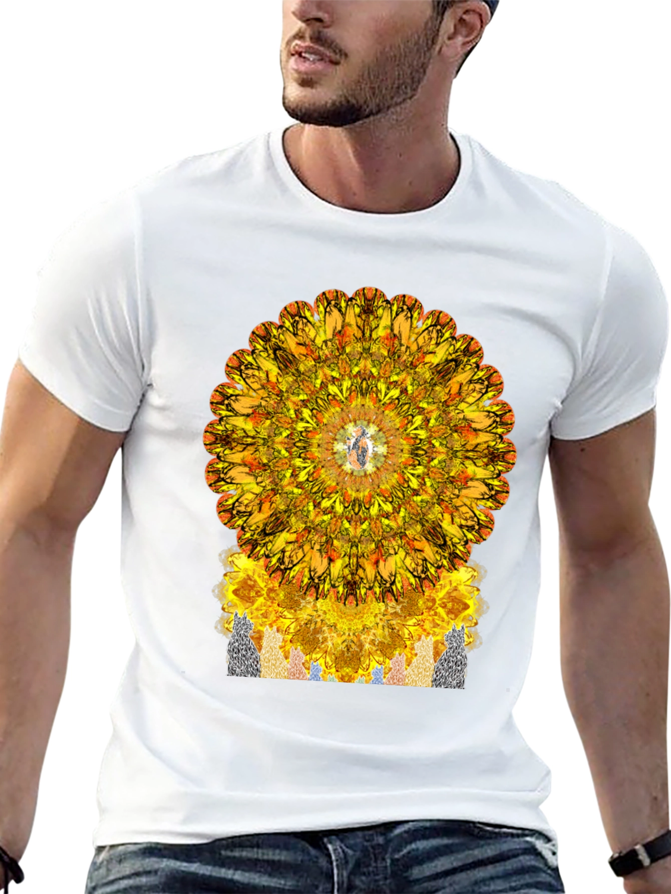 Vibrant Mandala Graphic Tee - Stylish Black T-Shirt