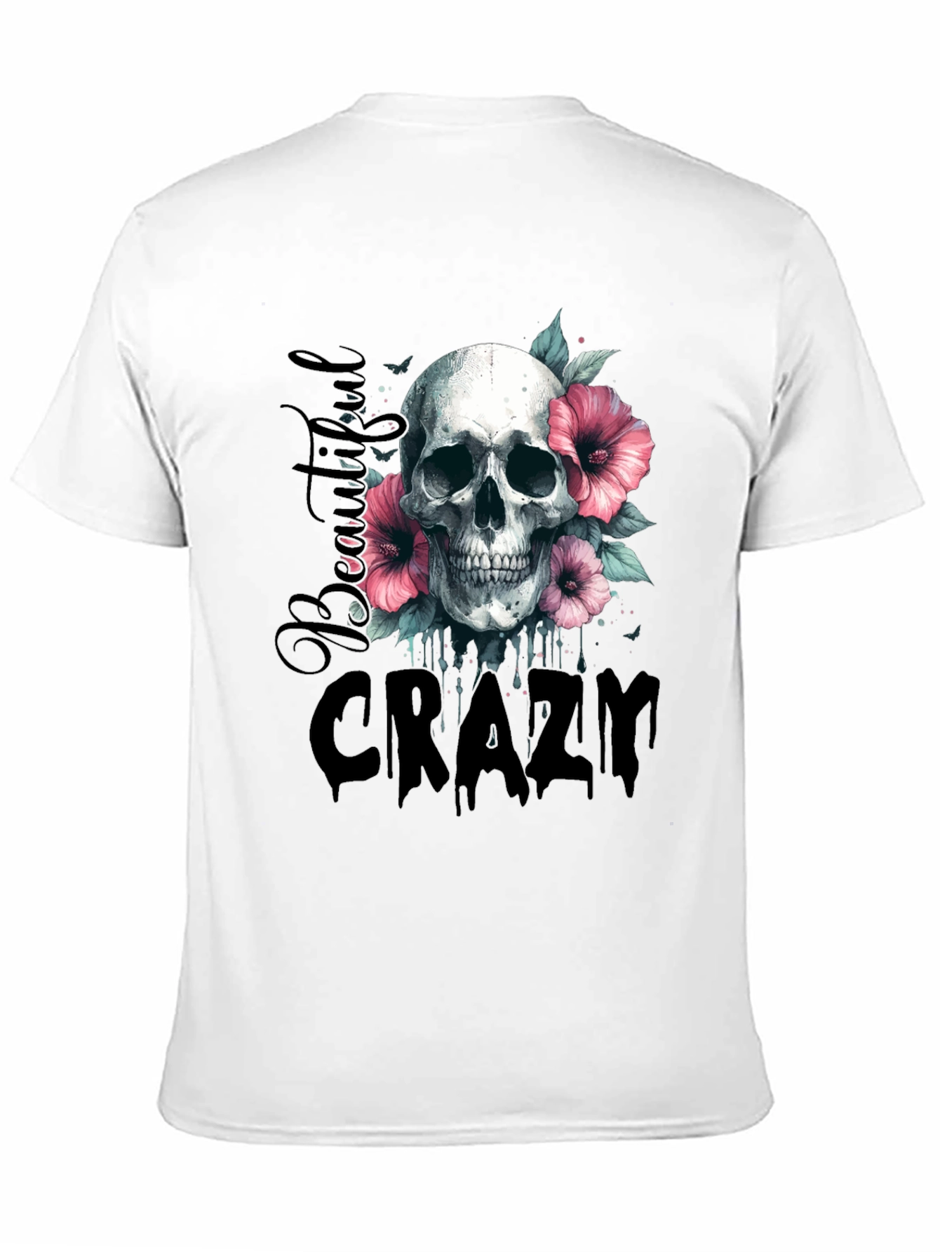 Skull & Flowers Graphic Tee - Beautiful Crazy Design