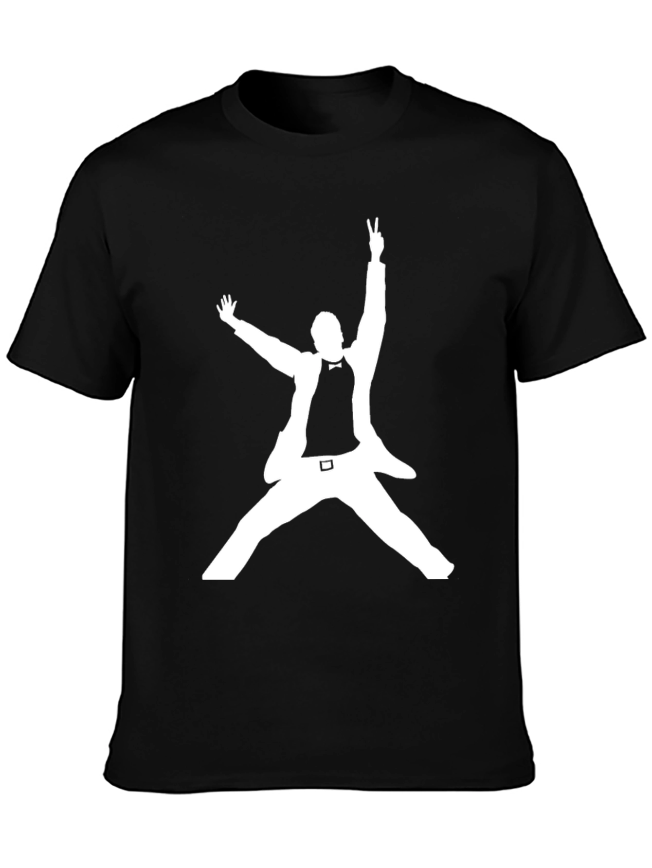 Black T-Shirt with White Silhouette Design