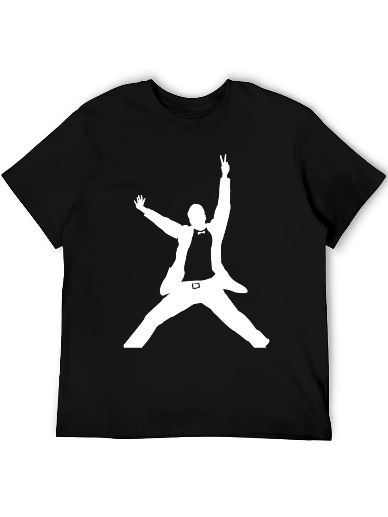 Black T-Shirt with White Silhouette Design