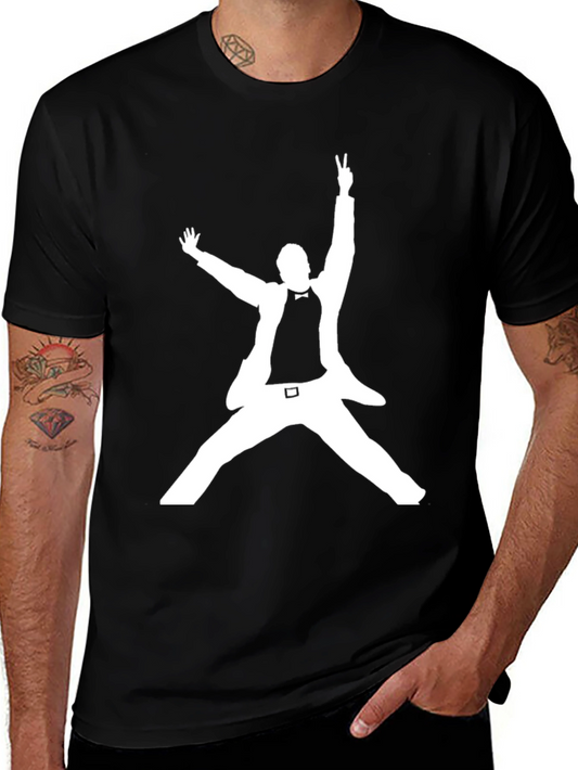 Black T-Shirt with White Silhouette Design