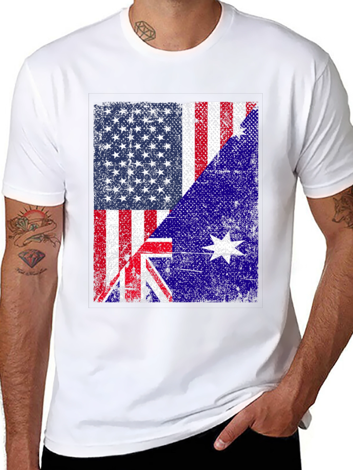 US Australia Flag Graphic T-Shirt