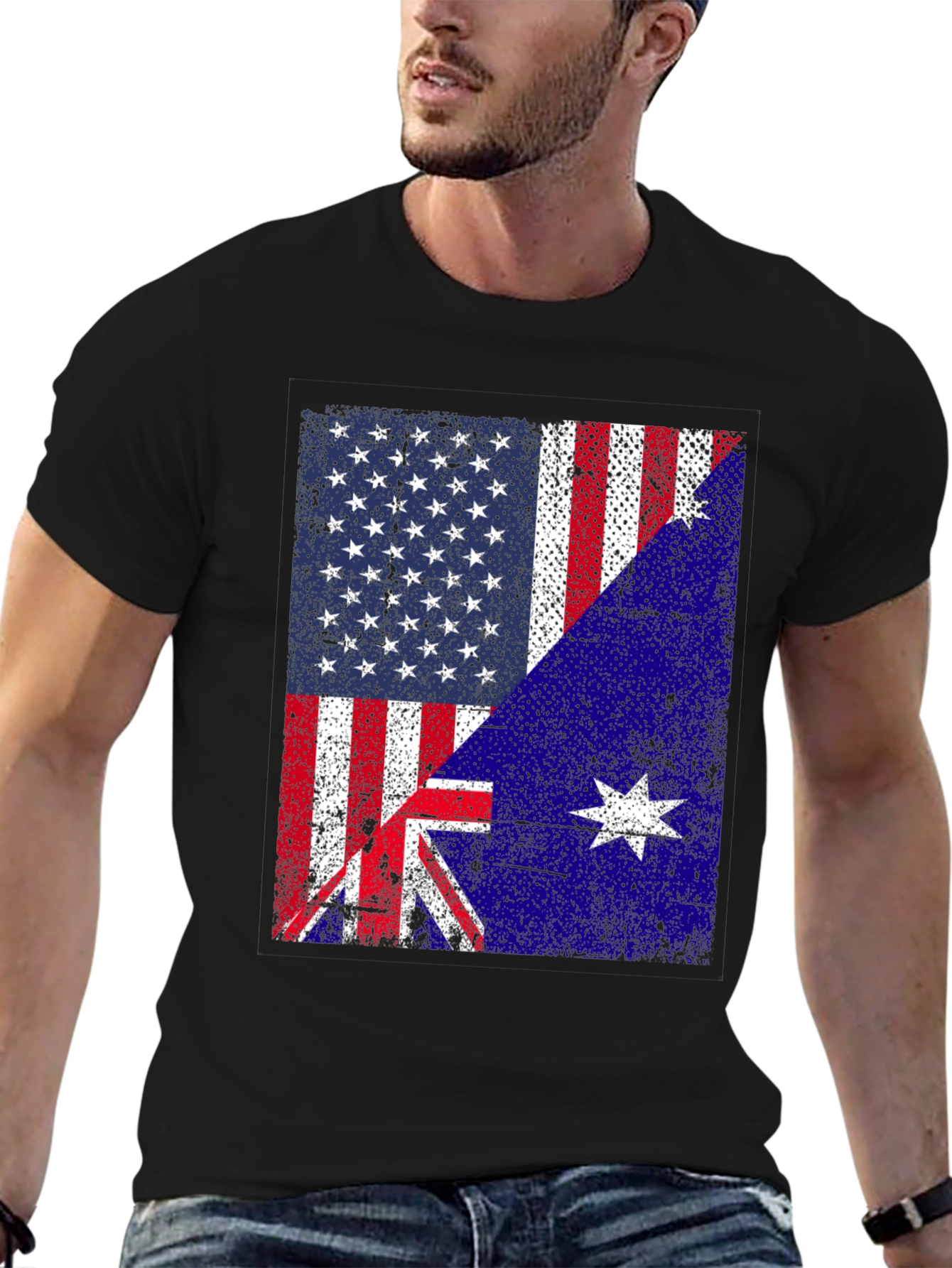 US Australia Flag Graphic T-Shirt
